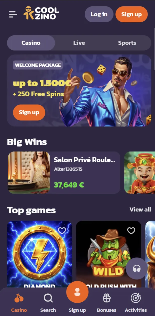 Coolzino Casino on Mobile
